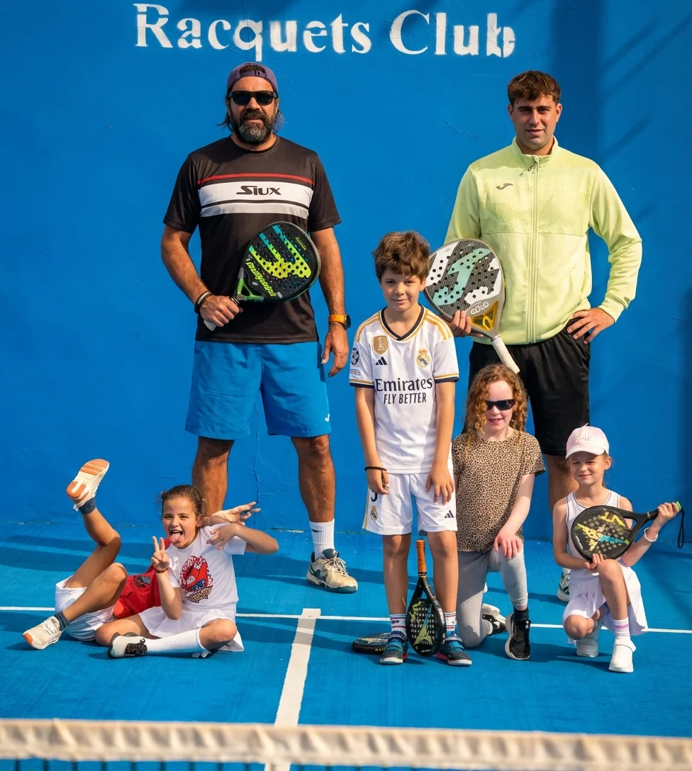 Padel school kids with their coaches